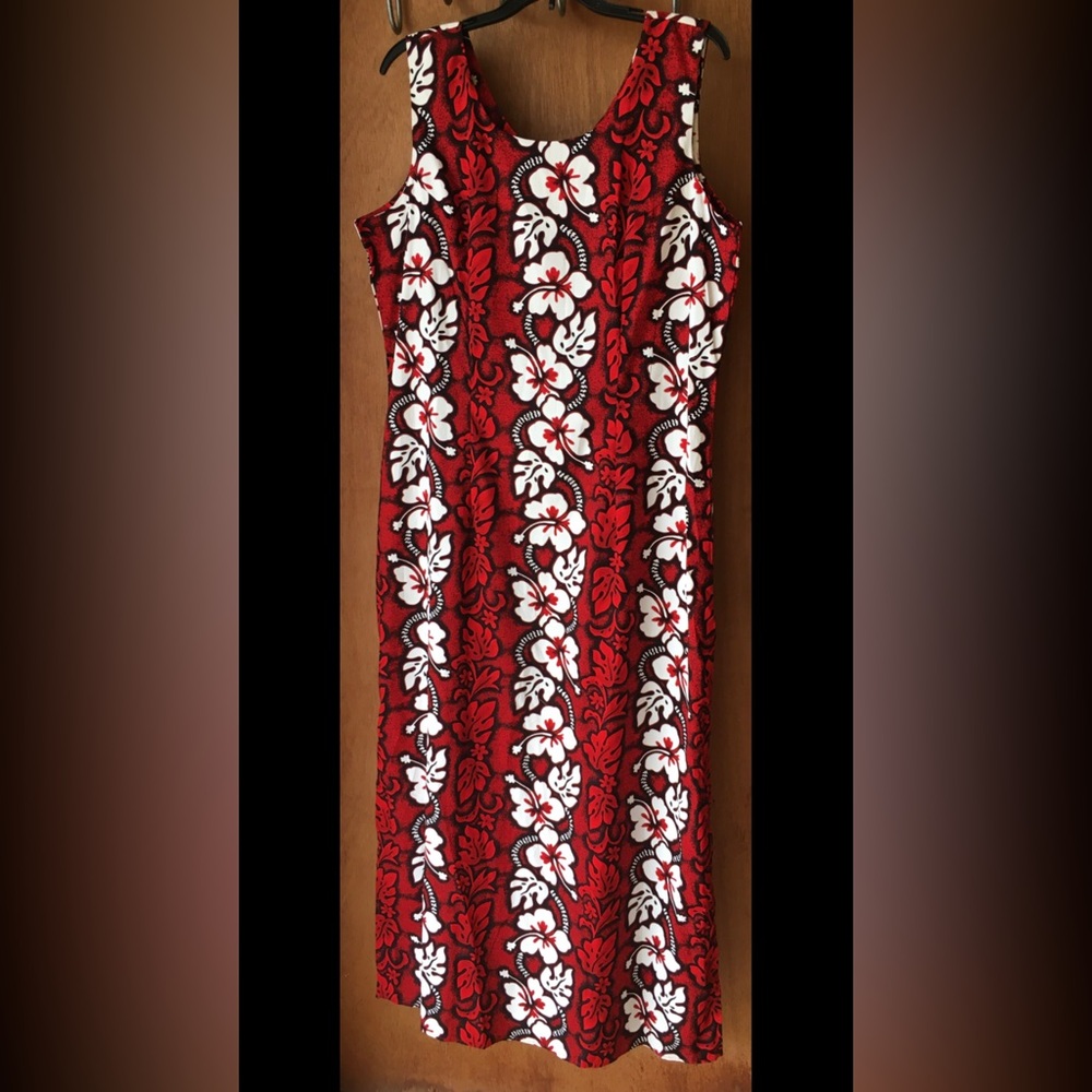 KY’S Made in Hawaii Cotton Hibiscus Red Maxi Dress Sz 2XL